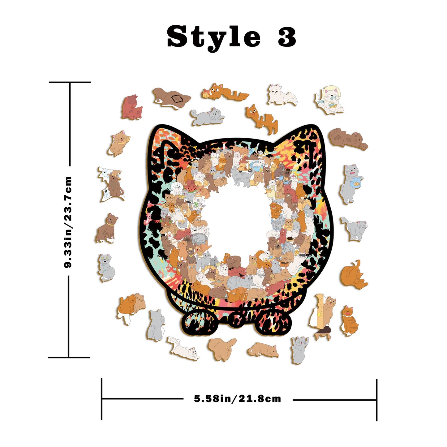 🎁49% OFF🎅135-Piece Morandi-Colored Cat Shaped Tray Wooden Jigsaw Puzzle