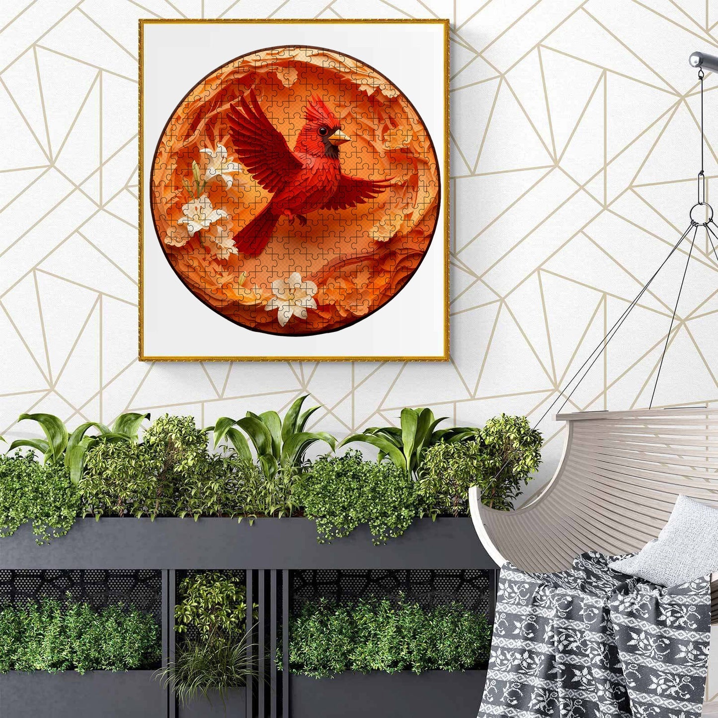 Flying Cardinal Wooden Jigsaw Puzzle