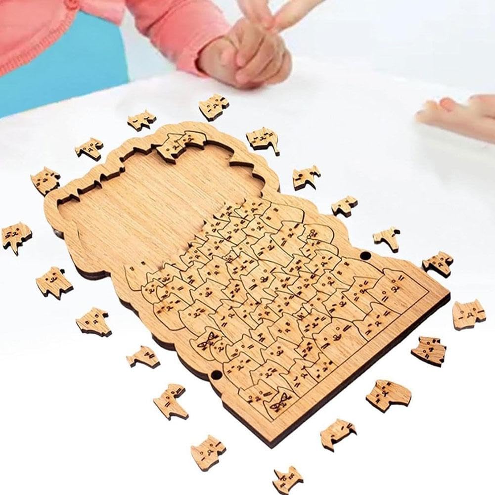 One Hundred Cats Shaped Tray Wooden Jigsaw Puzzle