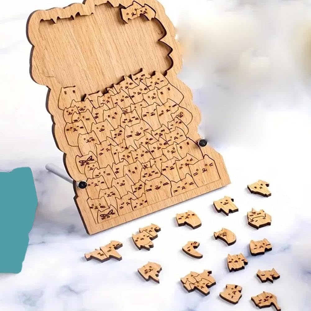 One Hundred Cats Shaped Tray Wooden Jigsaw Puzzle